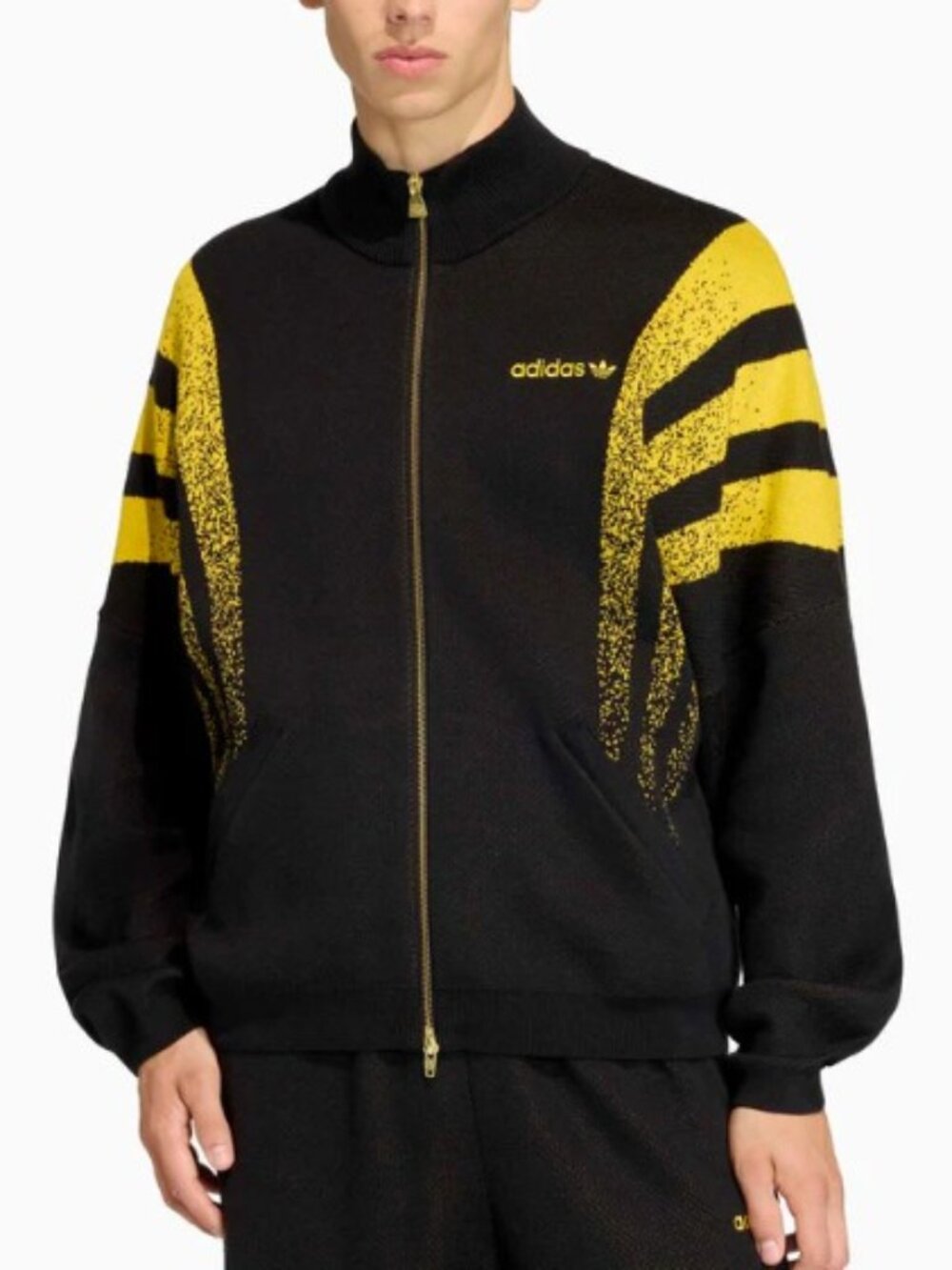 adidas Originals Santiago Knit Zip Jacket Black Yellow Men's Size XL KC9088 RARE